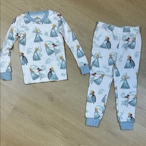 Pottery Barn Kids Frozen Pajama Set Blue & White Anna Elsa
